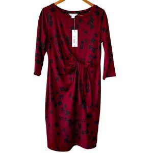 NWT!!! Floral Burgundy Passion Floral Dress Women’s Size Small Liz Claiborne